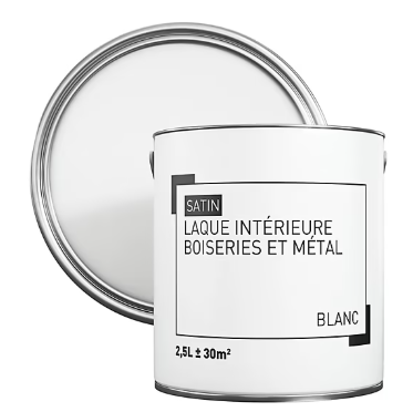 Peinture métal et bois satin blanc 2,5L