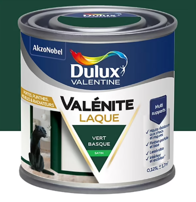 Laque acrylique Valénite Dulux Valentine vert basque satin 0,125L