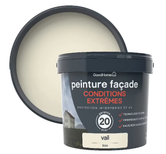 Peinture extérieure façade conditions extrêmes GoodHome crème Vail 5L