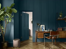 Peinture Valentine murs et boiseries Dulux Valentine bleu tumulte marine velouté mat 0,5L