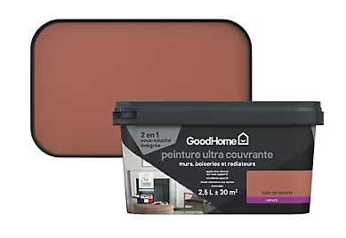 Peinture couleur 2 en 1 velours GoodHome tuile terracotta 2,5L