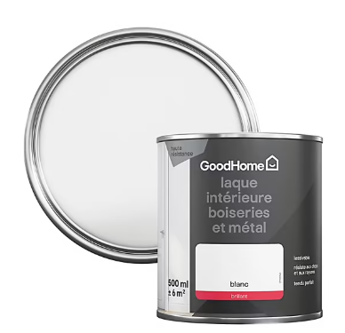Peinture métal et bois GoodHome brillant blanc 500ml