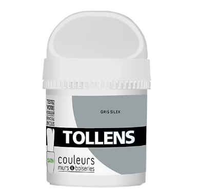 Testeur peinture murs et boiseries Tollens gris silex satin 50ml