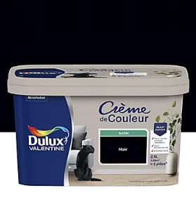 Peinture Crème De Couleur Dulux Valentine satin noir 2,5L
