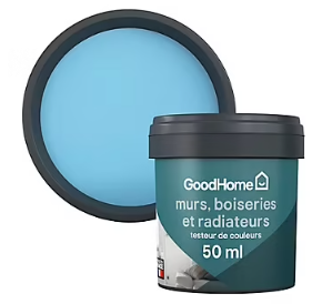 Testeur peinture résistante murs, boiseries et métal GoodHome Fréjus bleu 50ml