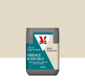 Testeur peinture de rénovation faïence et meuble de salle de bain V33 beige moelleux satin 75ml