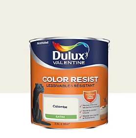Peinture murs et boiseries Color Resist Dulux Valentine satin colombe 2,5L