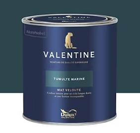 Peinture Valentine murs et boiseries Dulux Valentine bleu tumulte marine velouté mat 0,5L