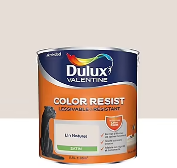 Peinture murs et boiseries Color Resist Dulux Valentine satin lin naturel 2,5L