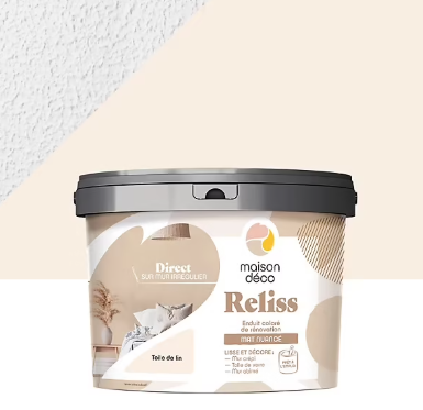 Enduit coloré de rénovation mat nuancé Maison Déco Reliss toile de lin 15kg