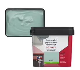 Peinture de rénovation GoodHome multi-supports satin vert Artane 750ml