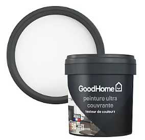 Testeur peinture couleur 2 en 1 velours GoodHome blanc pur 50ml