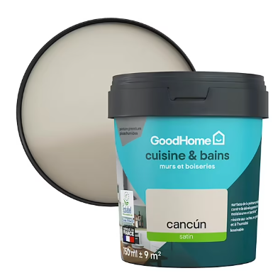 Peinture cuisine et salle de bains GoodHome beige Cancún satin 750ml