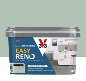 Peinture de rénovation multi-supports V33 Easy Reno vert d'eau satin 2L
