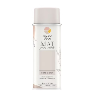 Peinture aérosol multi-supports blanc coton brut mat poudré 400ml Maison déco