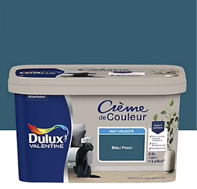 Peinture Crème De Couleur Dulux Valentine mat bleu paon 2,5L