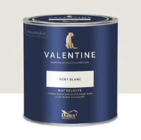 Peinture Valentine murs et boiseries Dulux Valentine vent blanc velouté mat 0,5L