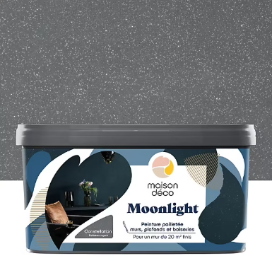 Peinture pailletée murs, plafonds et boiseries Moonlight Maison Déco constellation 2L