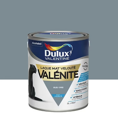 Laque boiseries et métal Valénite Dulux Valentine mat bleu gris 2L