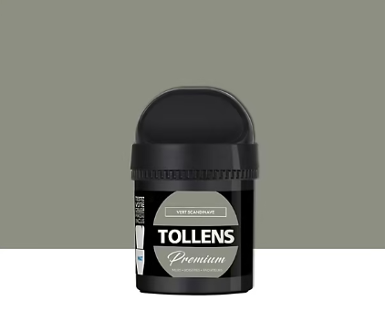 Testeur peinture Tollens premium murs, boiseries et radiateurs vert scandinave mat 50ml