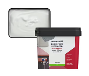 Peinture de rénovation GoodHome multi-supports satin blanc Alberta 750ml