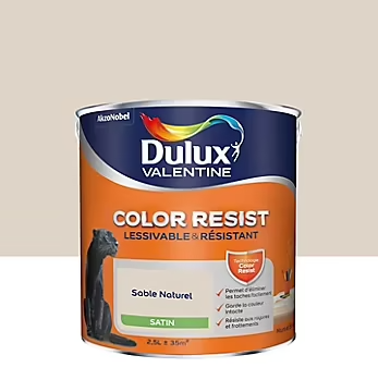 Peinture murs et boiseries Color Resist Dulux Valentine satin sable naturel 2,5L