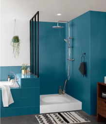 Testeur peinture de rénovation faïence et meuble de salle de bain V33 bleu pétrole satin 75ml