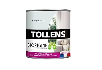 Peinture murs et plafonds Biorigine Tollens velours blanc végétal 0,5L