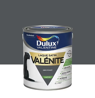 Laque boiseries et métal Valénite Dulux Valentine satin gris foncé 2L