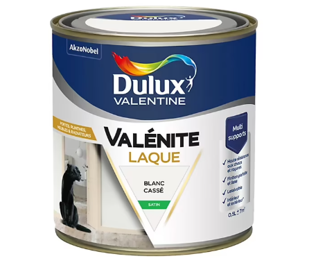 Laque Valénite Dulux Valentine Acrylique satin blanc 500ml