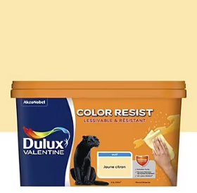 Peinture couleur murs et boiseries color resist Dulux Valentine jaune citron mat 2,5L