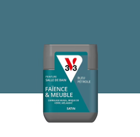 Testeur peinture de rénovation faïence et meuble de salle de bain V33 bleu pétrole satin 75ml