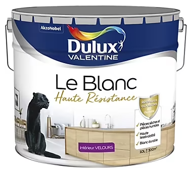 Peinture murale le Blanc haute résistance blanc velours 10L Dulux Valentine