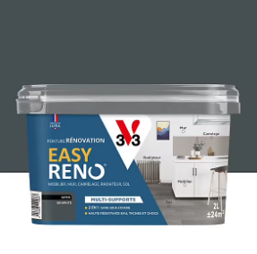 Peinture de rénovation multi-supports V33 Easy Reno noir graphite satin 2L