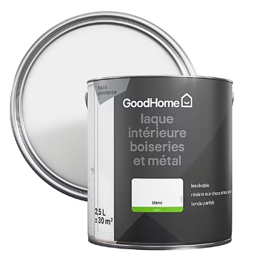 Peinture métal et bois GoodHome satin blanc 2,5L