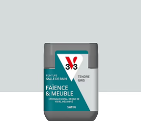 Testeur peinture de rénovation faïence et meuble de salle de bain V33 gris tendre satin 75ml