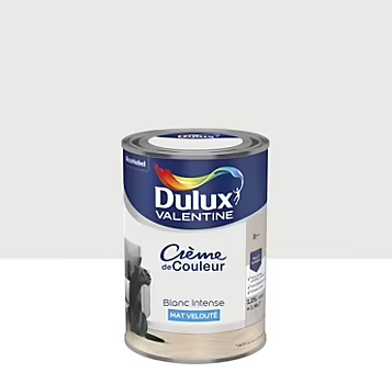 Peinture couleur murs, boiseries et radiateurs Crème de couleur Dulux Valentine blanc intense mat 1,25L