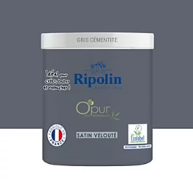 Peinture intérieure multisupport Ripolin O'pur gris cementite satin velouté 75ml