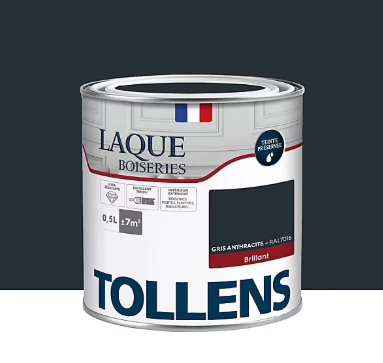 Laque boiseries et métal Tollens brillant gris anthracite RAL 7016 500ml