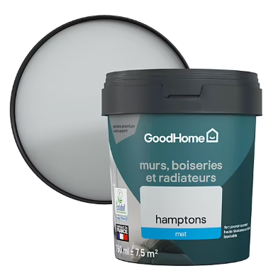 Peinture résistante murs, boiseries et métal GoodHome gris Hamptons mat 0,75L