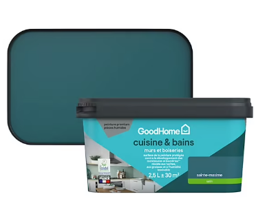 Peinture cuisine et salle de bains GoodHome vert Sainte-Maxime satin 2,5L