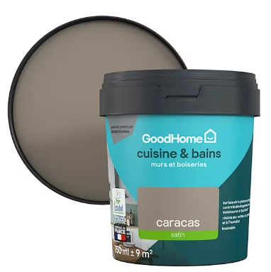 Peinture cuisine et salle de bains GoodHome beige Caracas satin 750ml
