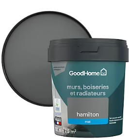 Peinture résistante murs, boiseries et métal GoodHome gris Hamilton mat 0,75L