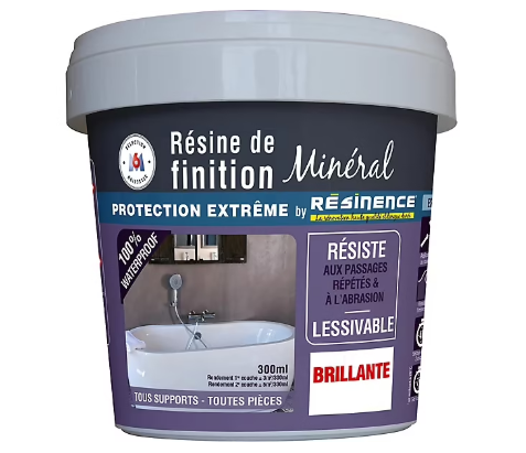 Résine de finition zone humide brillante Résinence béton minéral 300ml