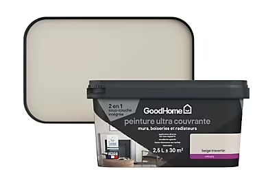 Peinture couleur 2 en 1 velours GoodHome travertin 2,5L