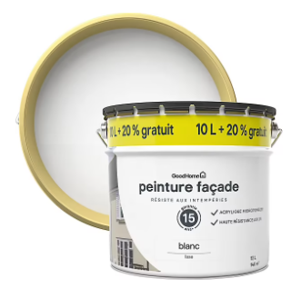 Peinture façade GoodHome Classique blanc lisse 10L +20% gratuit