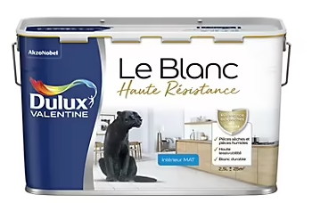 Peinture murale le Blanc haute résistance blanc mat 2,5L Dulux Valentine