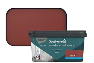 Peinture intérieure couleur murs, boiseries et radiateurs GoodHome Fulham mat rouge 2,5L