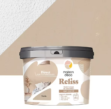 Enduit coloré de rénovation mat nuancé Maison Déco Reliss ficelle 15KG