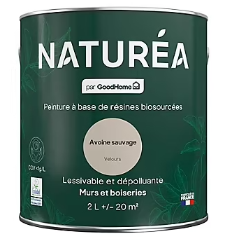 Peinture murs et boiseries Naturéa par GoodHome avoine sauvage velours 2L